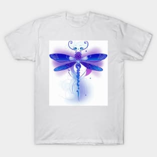 Funny Blue and purple dragonfly, A Dragonfly Salutes A Queen T-Shirt